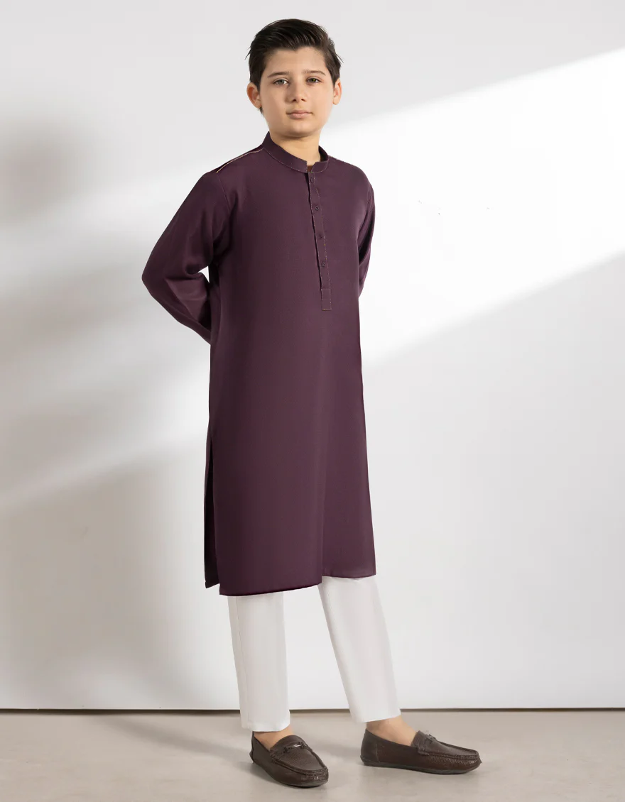 DEEP PURPLE BLENDED KURTA | JCK-A-50278/S25/JJ10077-PN - Image 4