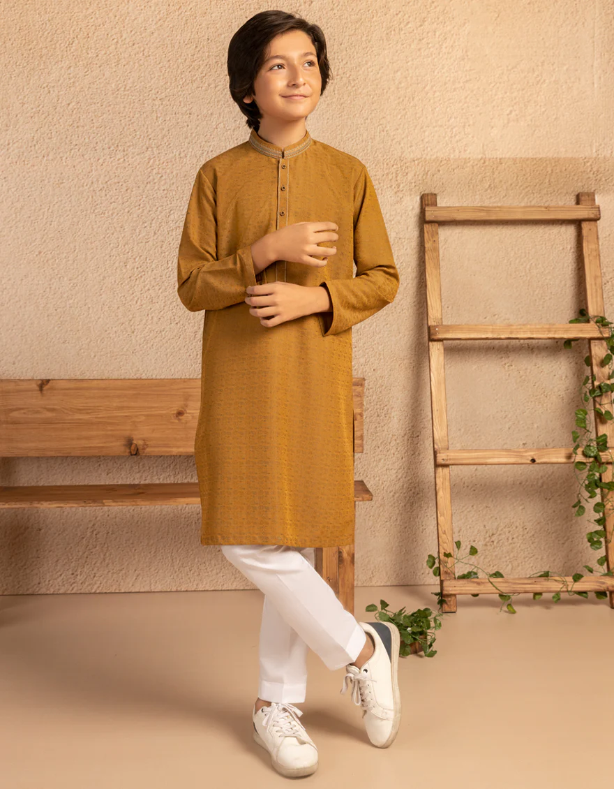 MUSTARD BLENDED KURTA | JCK-A-50312/S25/JJ9356-SF - Image 3