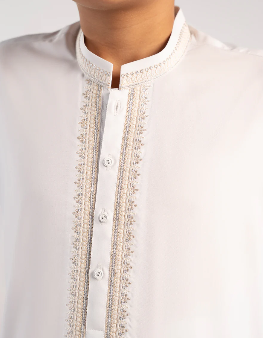 OFF WHITE BLENDED KURTA | JCK-A-50313/S25/JJ9251-SF - Image 3