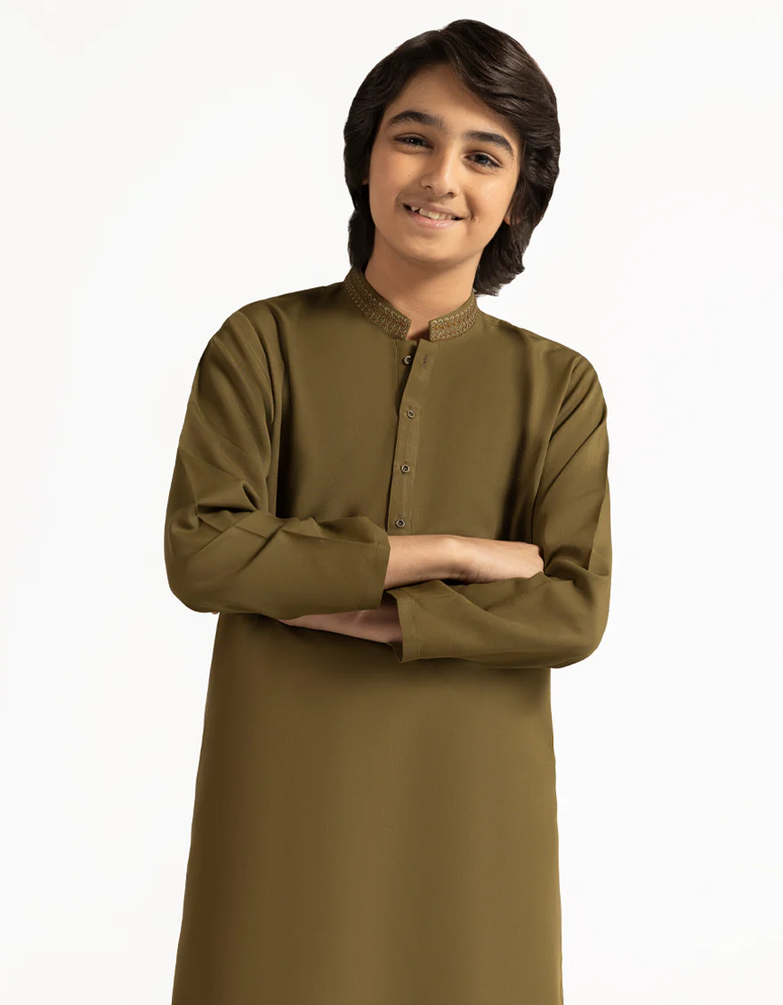 MEHNDI BLENDED KURTA | JCK-A-50477/S26/JJ10244-SF - Image 2