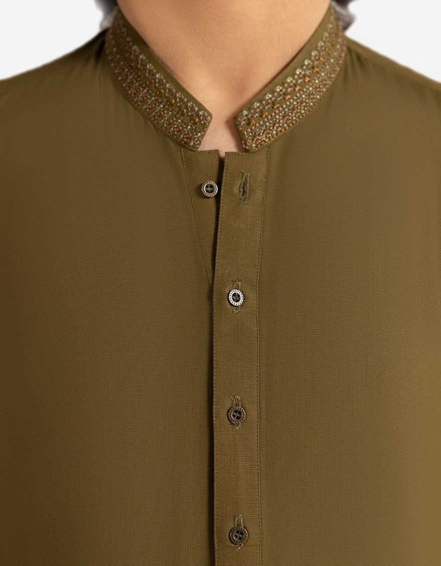 MEHNDI BLENDED KURTA | JCK-A-50477/S26/JJ10244-SF - Image 3