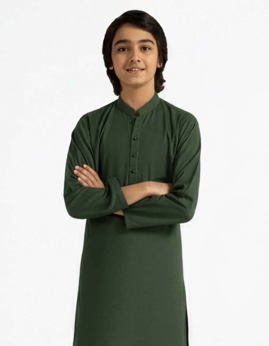 GREEN COTTON KURTA | JCK-A-50536/S26/JJ10448-SF - Image 2