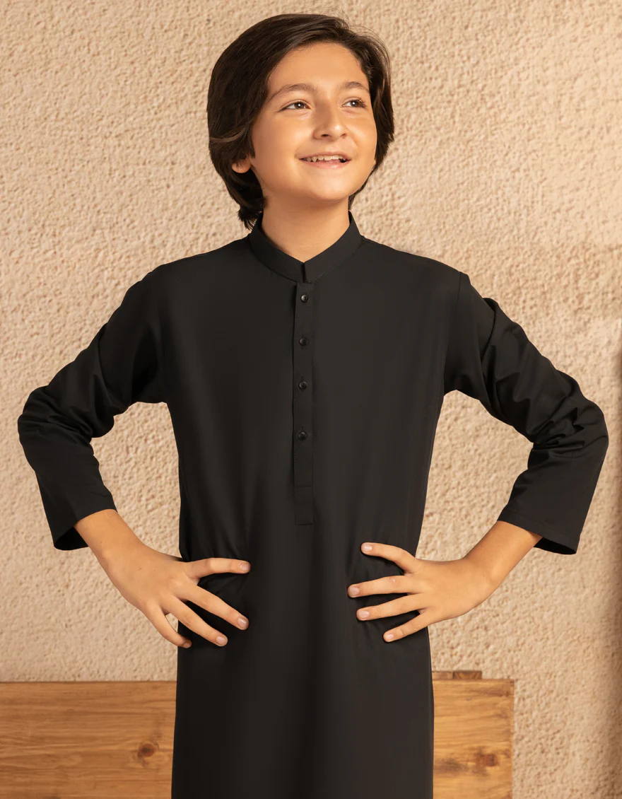 BLACK BLENDED KURTA | JCK-A-90535/S25/JJ9269-PN - Image 2