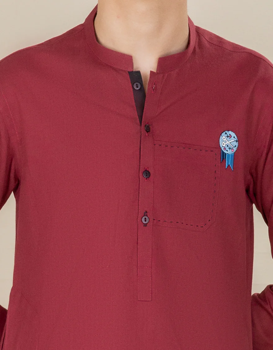 RED COTTON KURTA | JCK-A-US-38569/S22/JJ7636-CL - Image 2