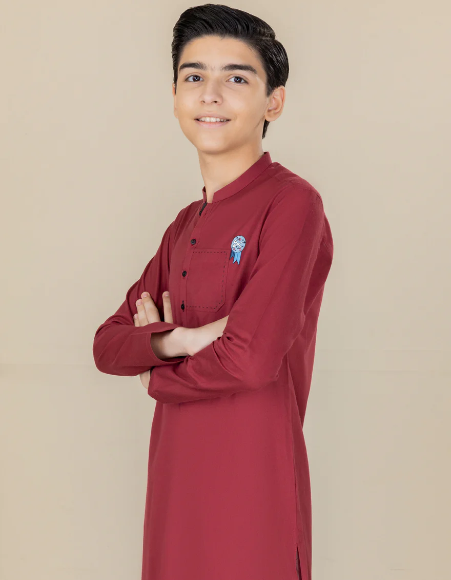 RED COTTON KURTA | JCK-A-US-38569/S22/JJ7636-CL - Image 3