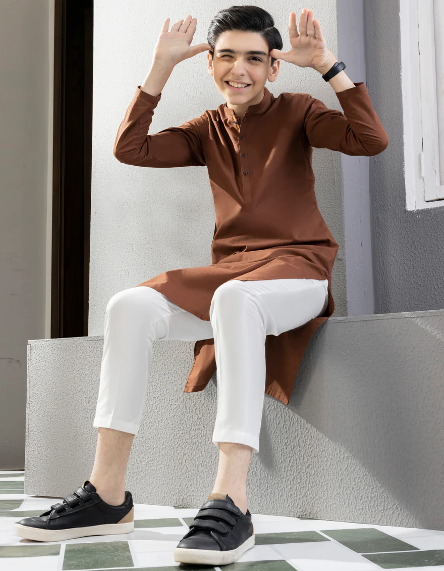 BROWN COTTON KURTA | JCK-A-US-38590/W22/JJ8293-PN - Image 5