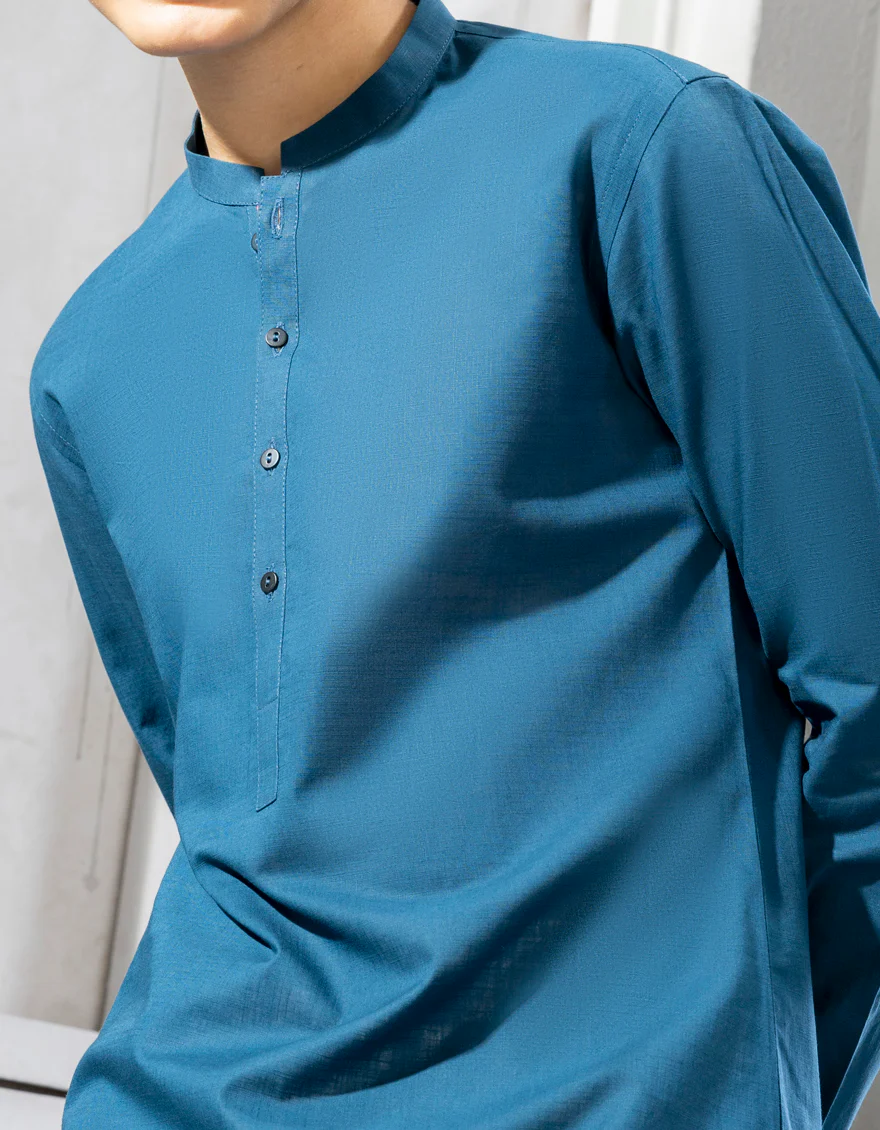 BLUE COTTON KURTA | JCK-A-US-38591/W22/JJ8293-PN - Image 2