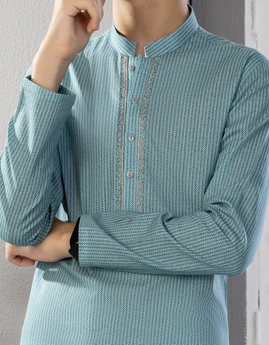 LIGHT BLUE COTTON KURTA | JCK-A-US-38609/W22/JJ7611-SF - Image 2