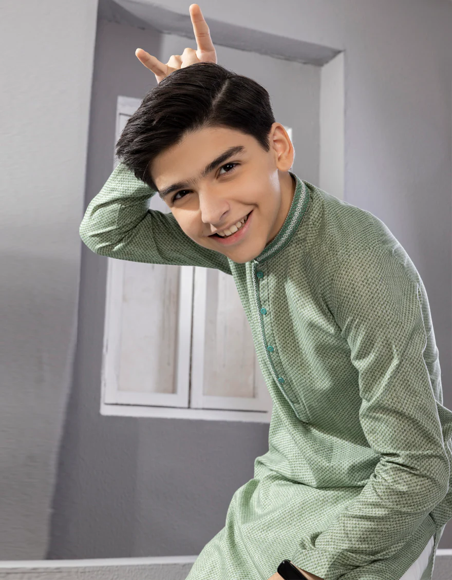 GREEN COTTON KURTA | JCK-A-US-38616/S22/JJ7611-SF - Image 4