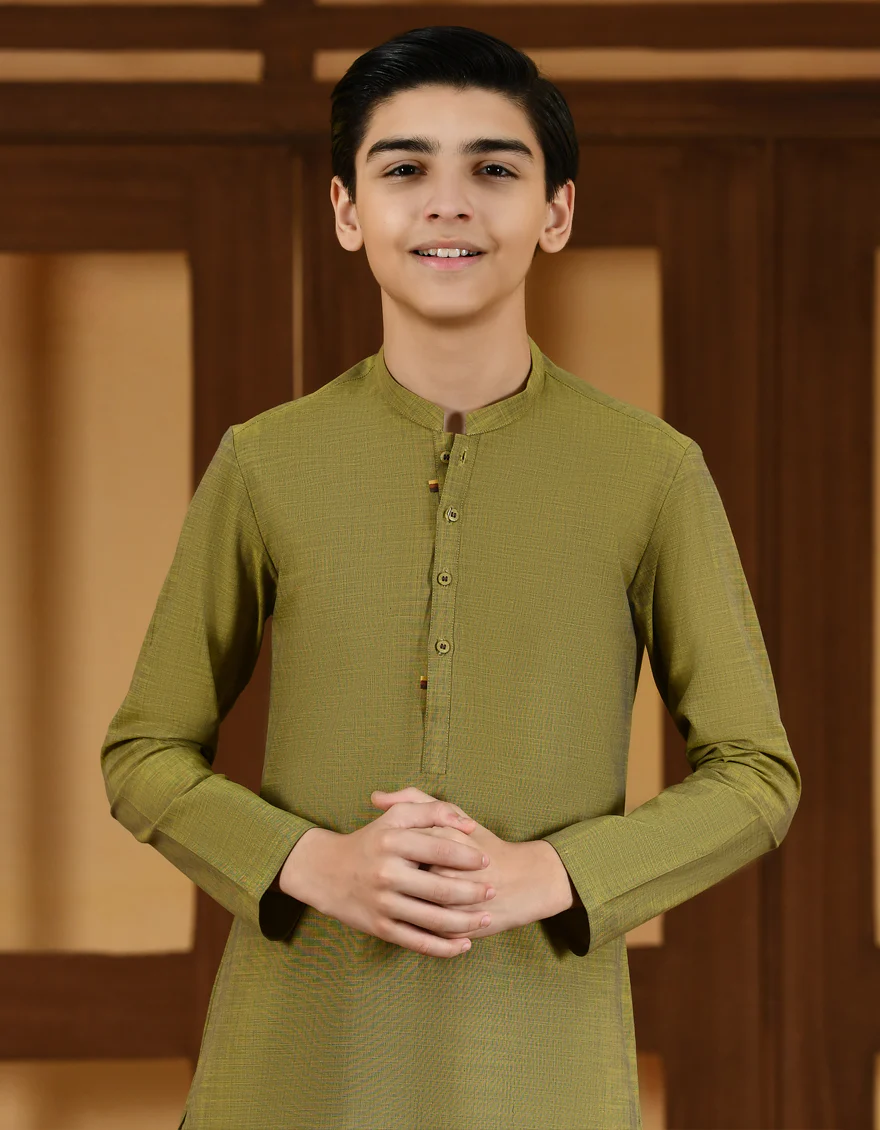 GREEN COTTON KURTA | JCK-A-US-38694/S23/JJ8647-PN - Image 2