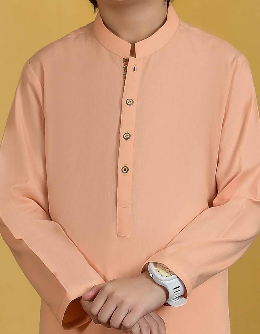 PEACH COTTON KURTA | JCK-A-US-46065/S23/DME3196-PN - Image 2