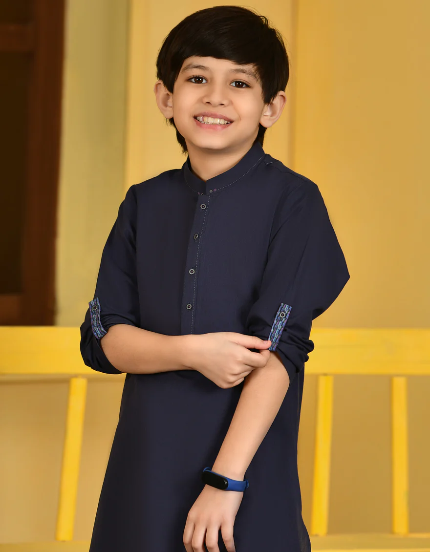 MID NIGHT BLUE COTTON KURTA | JCK-A-US-46113/S23/DME3191-PN - Image 2