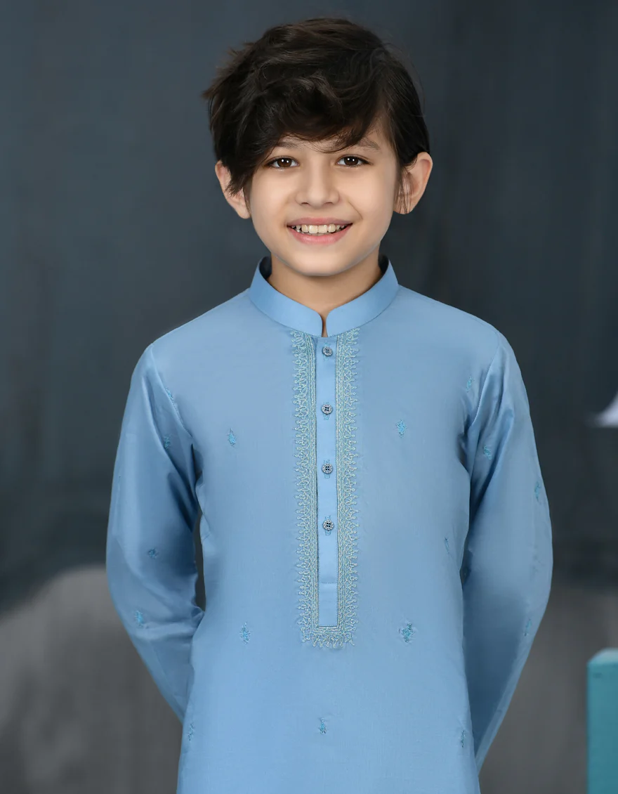 BLUE COTTON KURTA | JCK-S-34420/S23/JJ8714-SF - Image 2