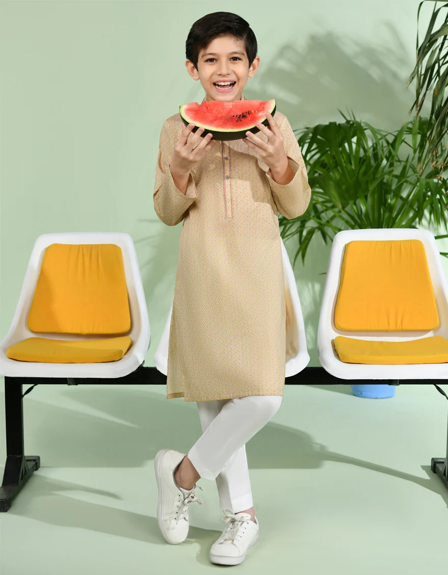 ORANGE COTTON KURTA | JCK-S-34630/S24/JJ92 - Image 3