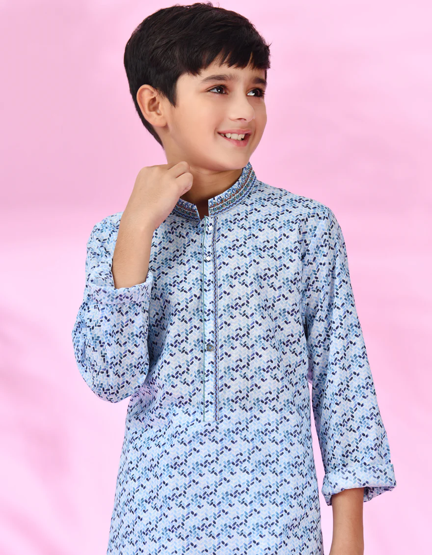 BLUE COTTON KURTA | JCK-S-38960/S24/JJ92 - Image 2
