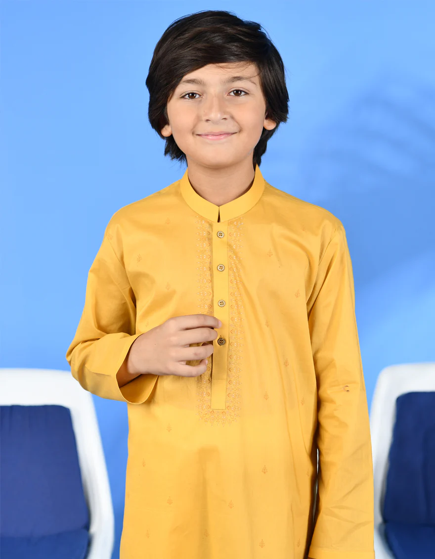 YELLOW COTTON KURTA | JCK-S-38964/S24/JJ87 - Image 2