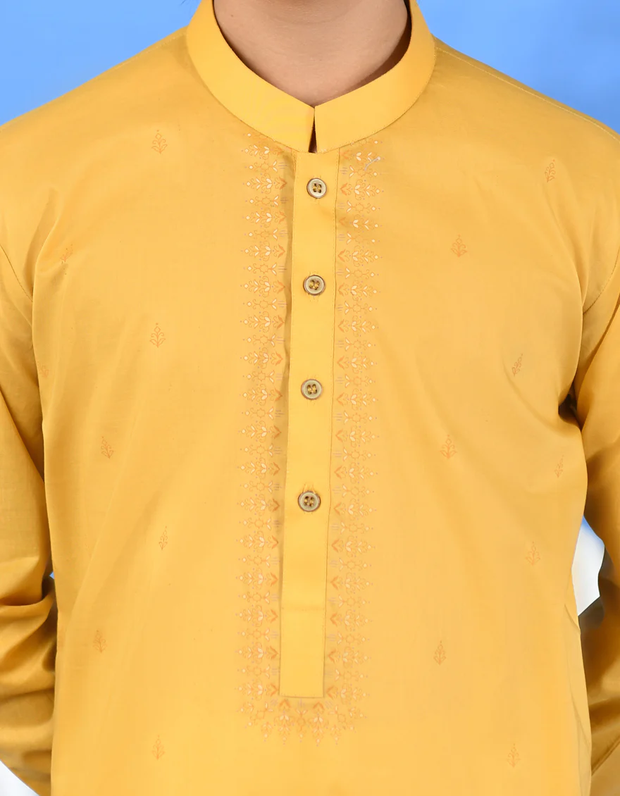 YELLOW COTTON KURTA | JCK-S-38964/S24/JJ87 - Image 3