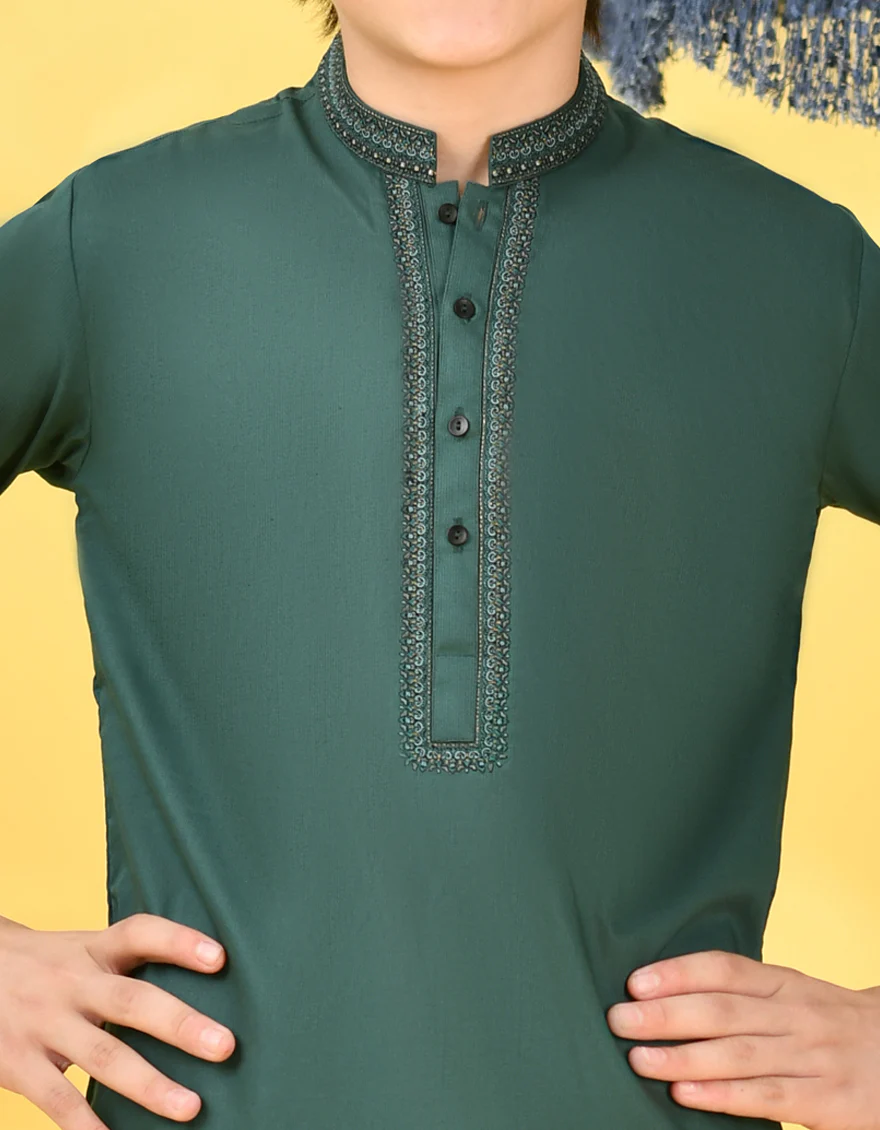 GREEN COTTON KURTA | JCK-S-38977/S24/JJ8610-SF - Image 2