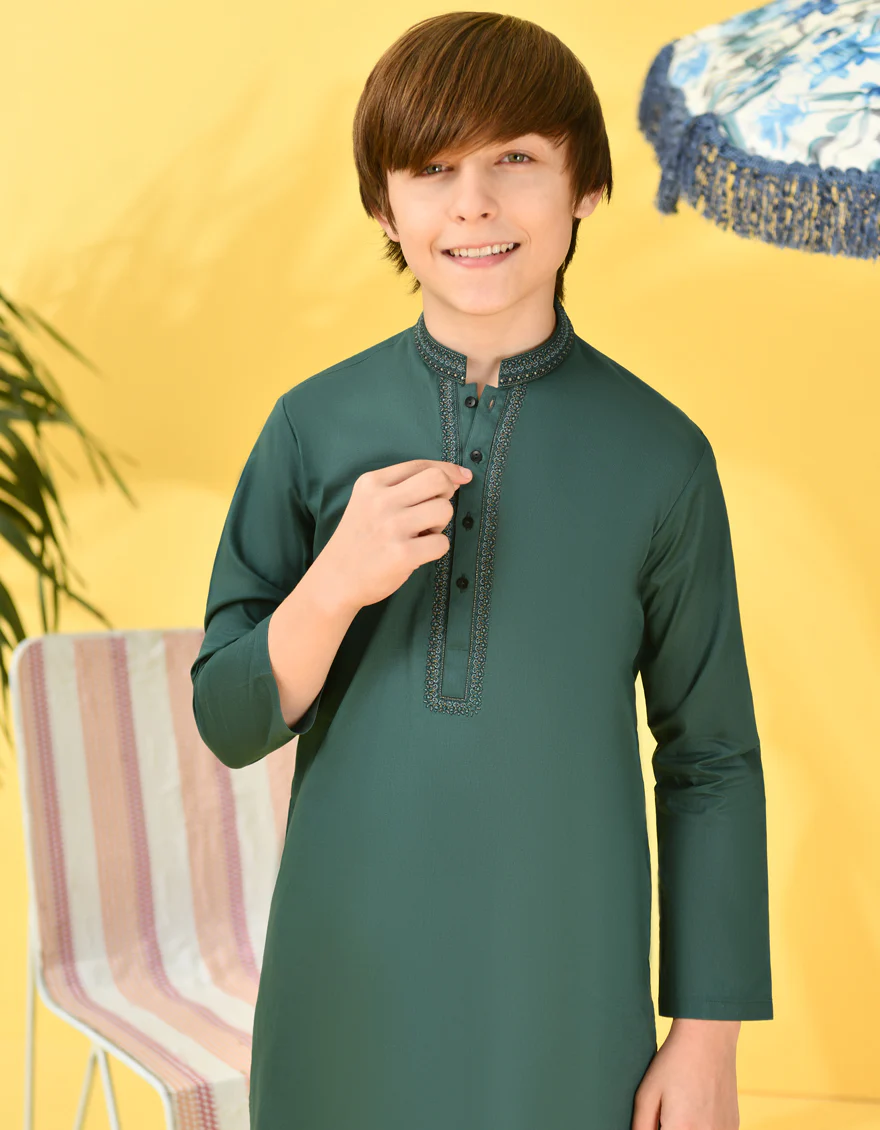 GREEN COTTON KURTA | JCK-S-38977/S24/JJ8610-SF - Image 3