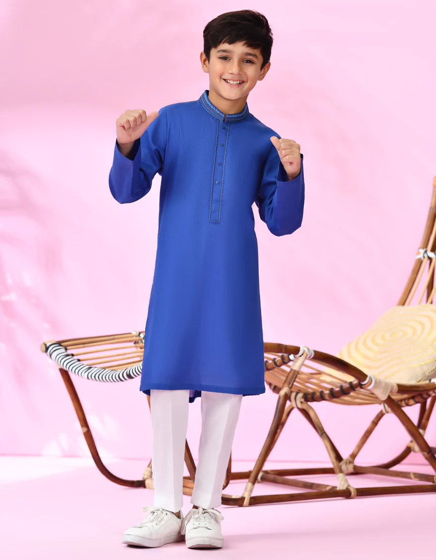 ROYAL BLUE COTTON KURTA | JCK-S-38979/S24/JJ8610-SF - Image 3