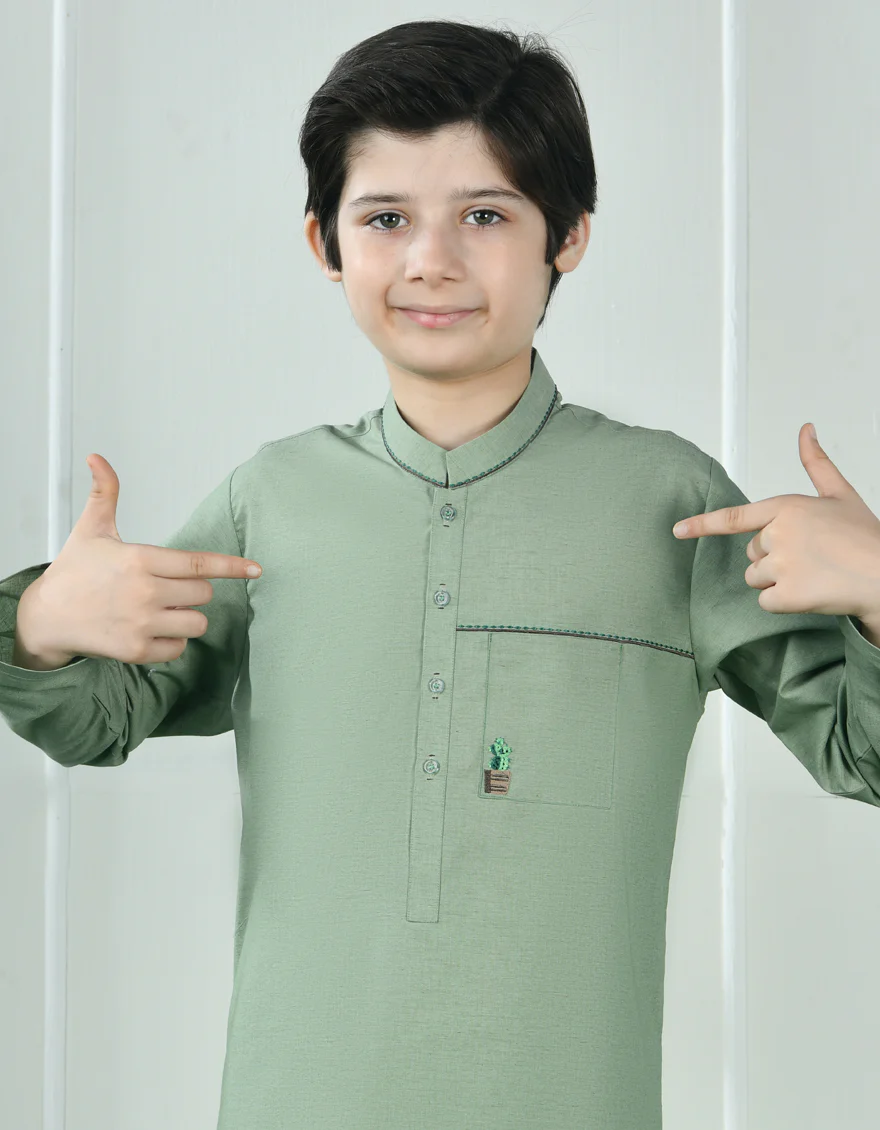 GREEN BLENDED KURTA | JCK-S-39008/S24/JJ87 - Image 2