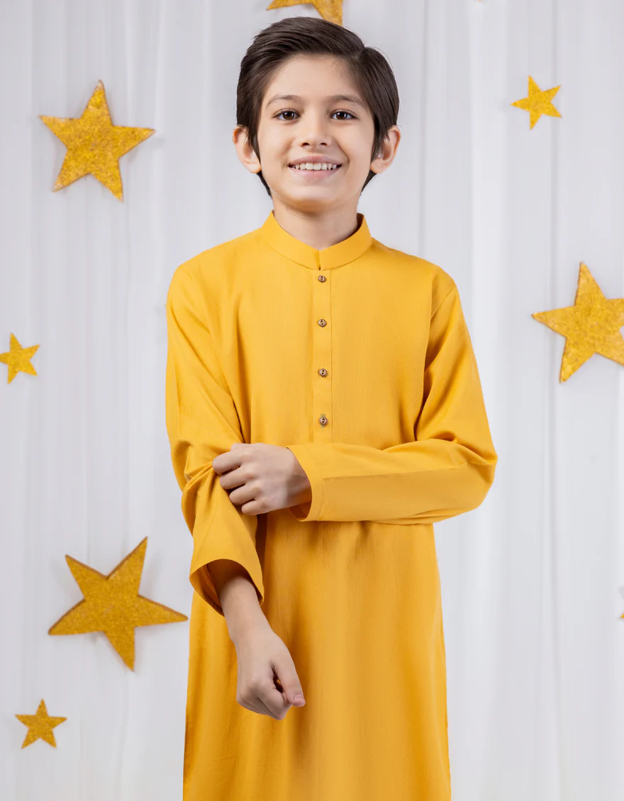 YELLOW COTTON KURTA | JCK-S-39014/S24/DME3 - Image 2