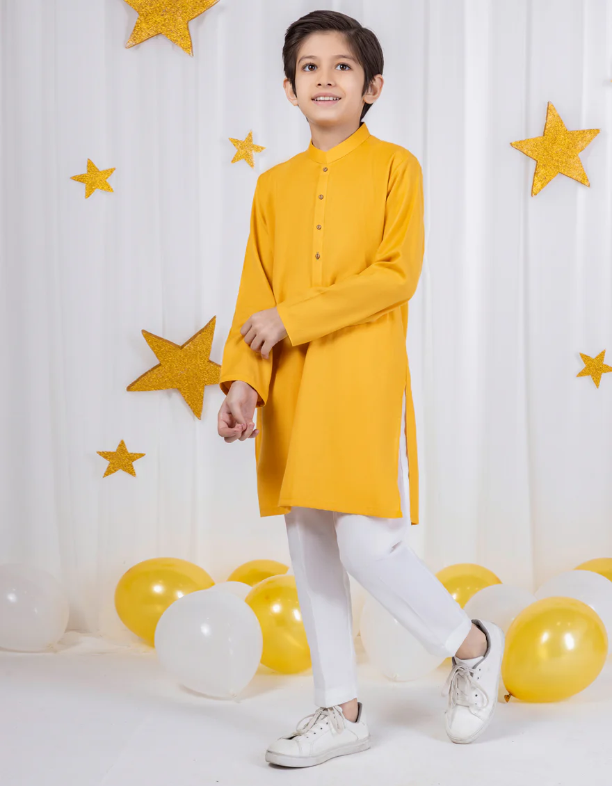 YELLOW COTTON KURTA | JCK-S-39014/S24/DME3 - Image 3
