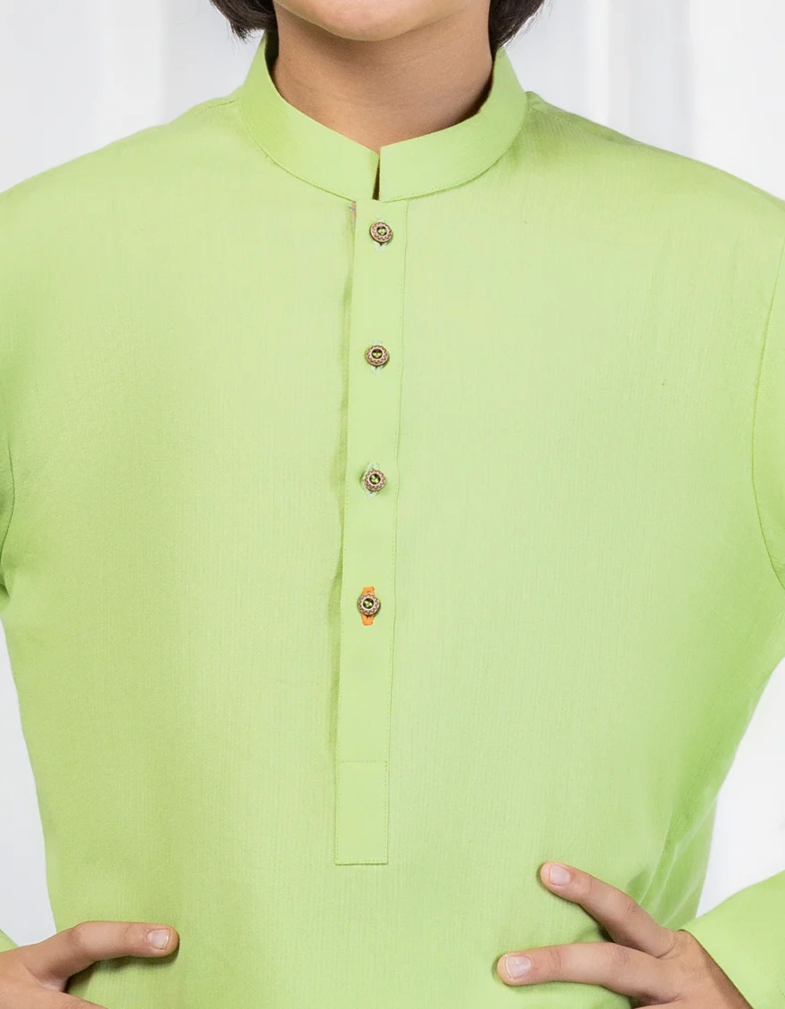 GREEN COTTON KURTA | JCK-S-39015/S24/DME3 - Image 2