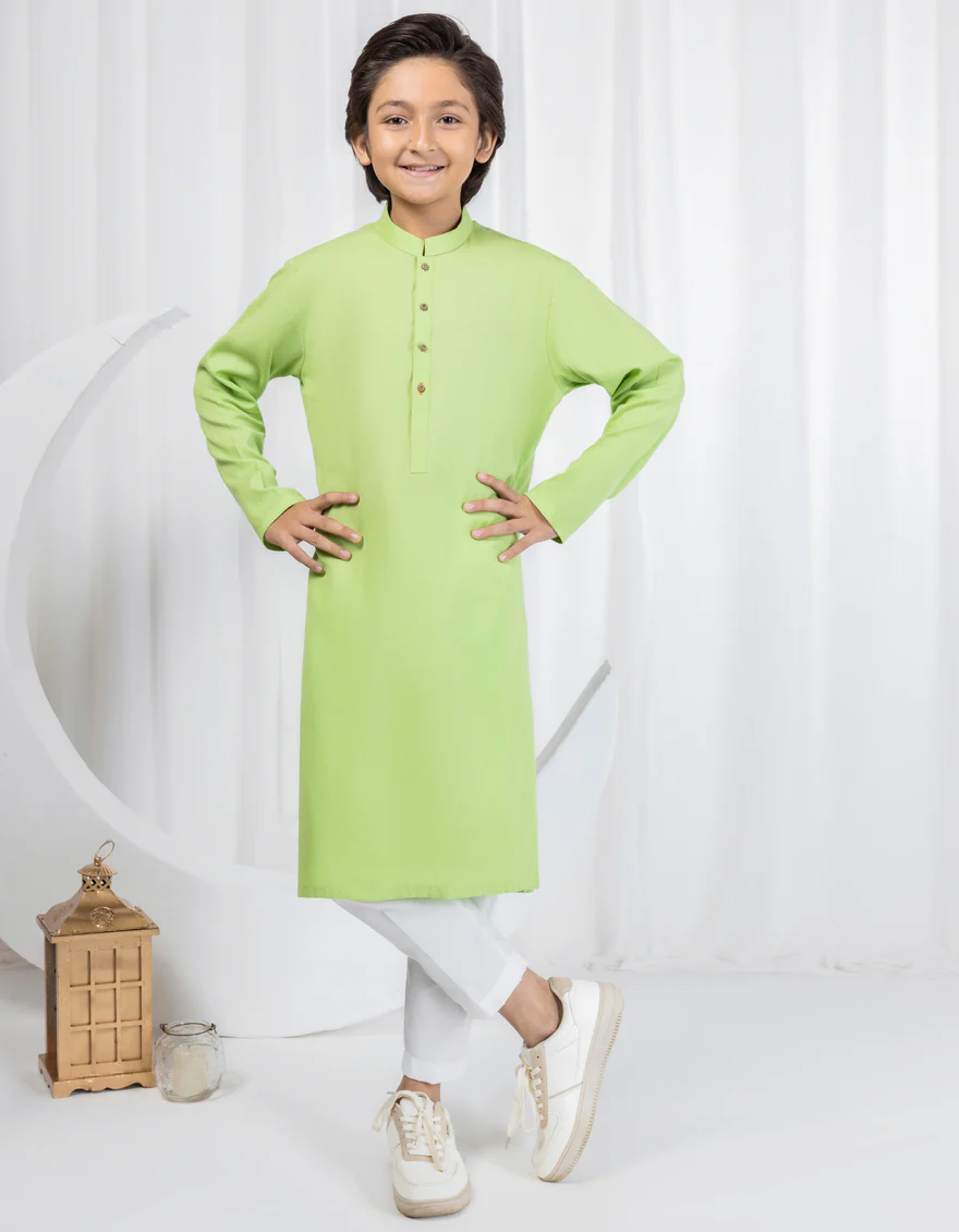 GREEN COTTON KURTA | JCK-S-39015/S24/DME3 - Image 3
