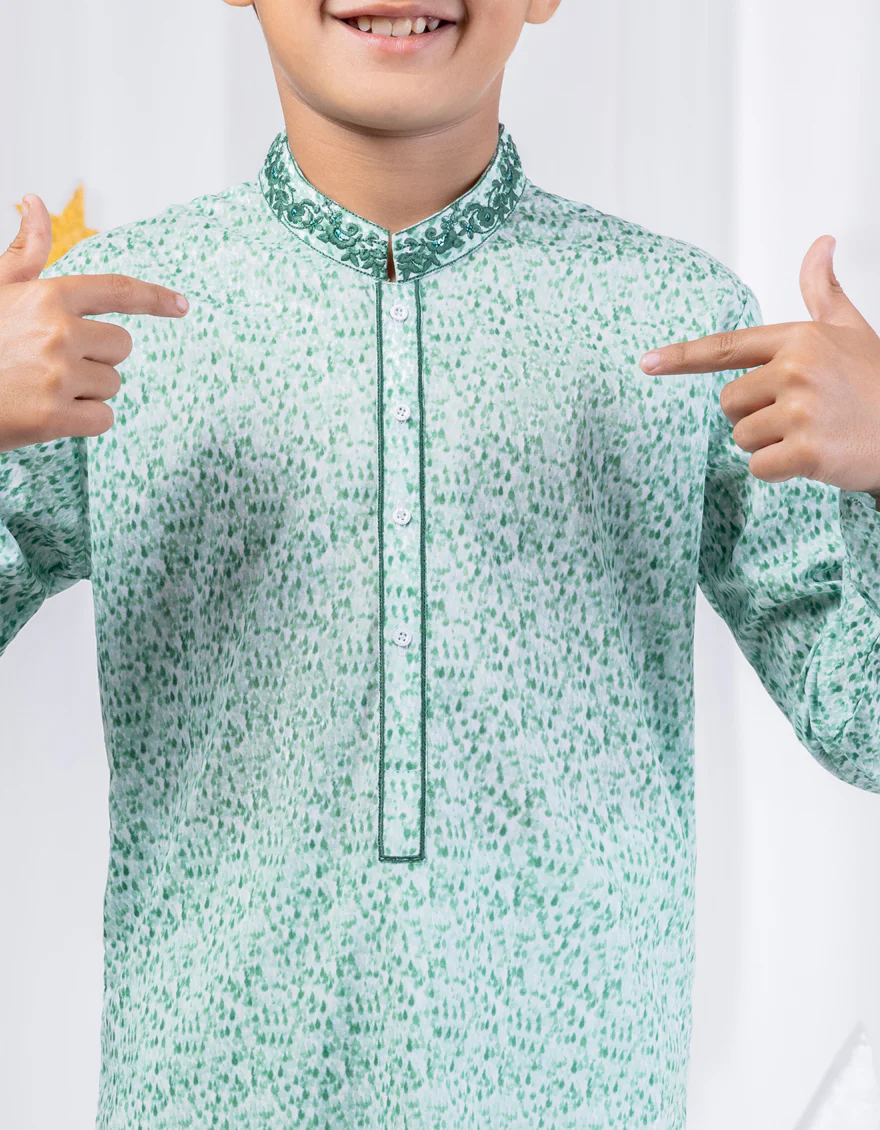 GREEN COTTON KURTA | JCK-S-39039/S24/JJ9212-SF - Image 3