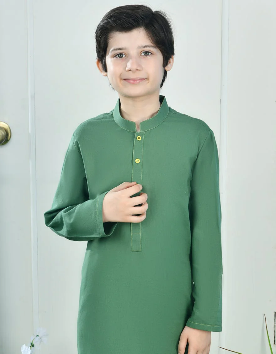 GREEN COTTON KURTA | JCK-S-46328/S24/JJ3243-PN - Image 2