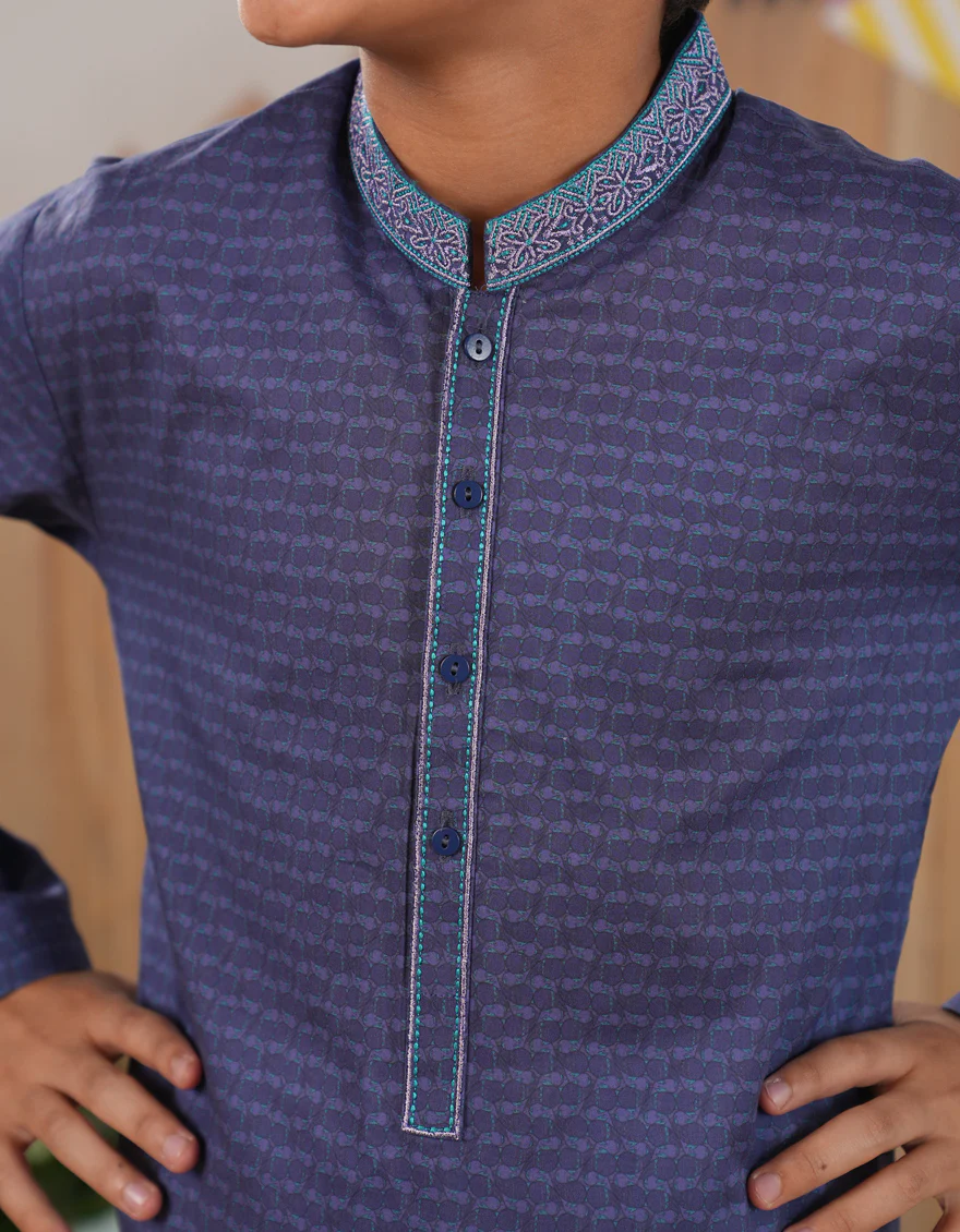 BLUE COTTON KURTA | JCK-S-46690/S25/JJ9775-SF - Image 3