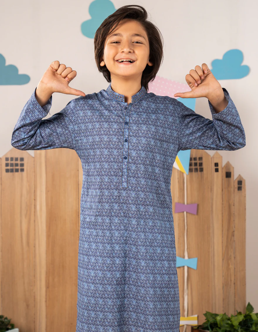 BLUE COTTON KURTA | JCK-S-46691/S25/JJ97 - Image 2