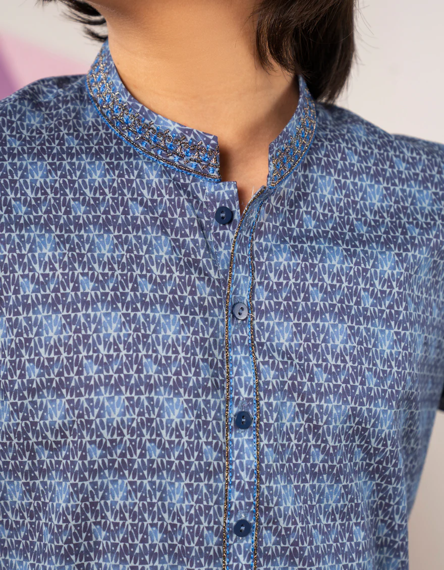BLUE COTTON KURTA | JCK-S-46691/S25/JJ97 - Image 3