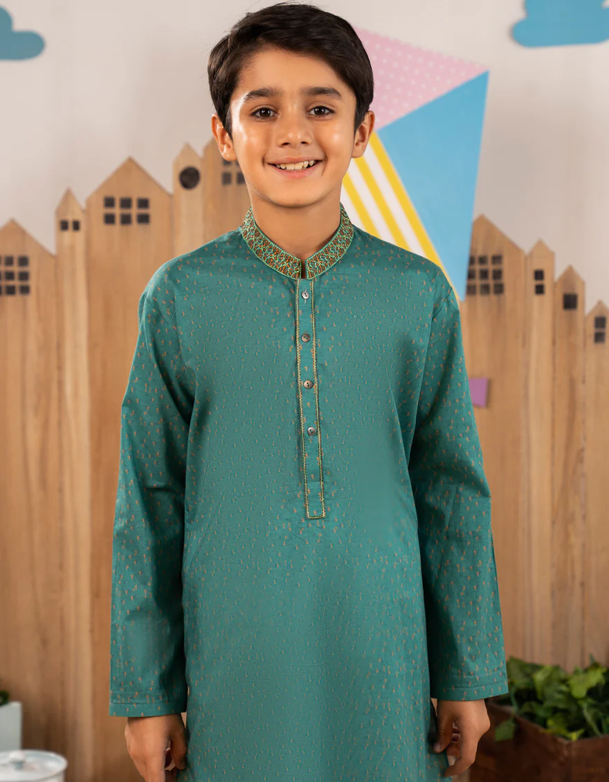 GREEN COTTON KURTA | JCK-S-46694/S25/JJ97 - Image 3