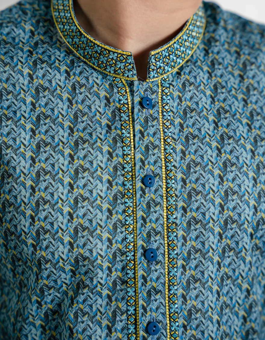 BLUE COTTON KURTA | JCK-S-46771/S25/JJ9776-SF - Image 3