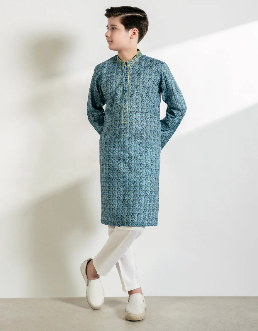 BLUE COTTON KURTA | JCK-S-46771/S25/JJ9776-SF - Image 4