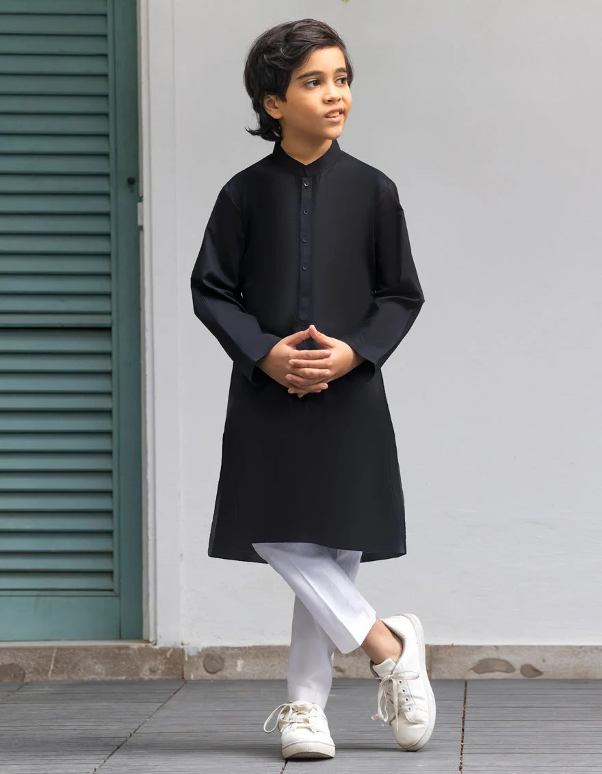BLACK COTTON KURTA | JCK-S-90486/S25/JJ9212-SF - Image 3