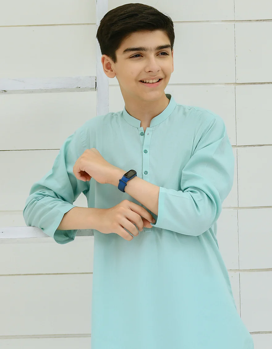 AQUA GREEN COTTON KURTA | JCK-S-US-35903/S22/JJ8133-PN - Image 3