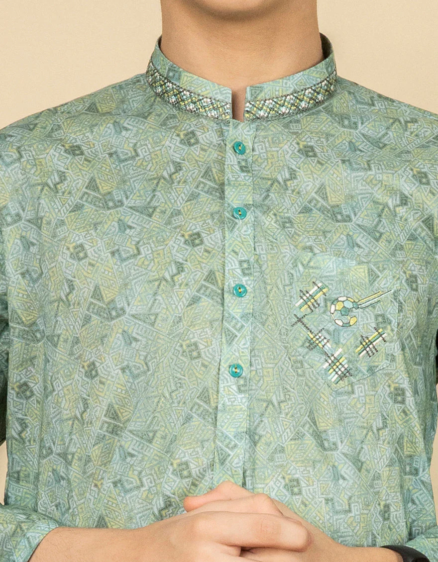 SEA GREEN COTTON KURTA | JCK-S-US-35908/S22/JJ7546-SF - Image 2