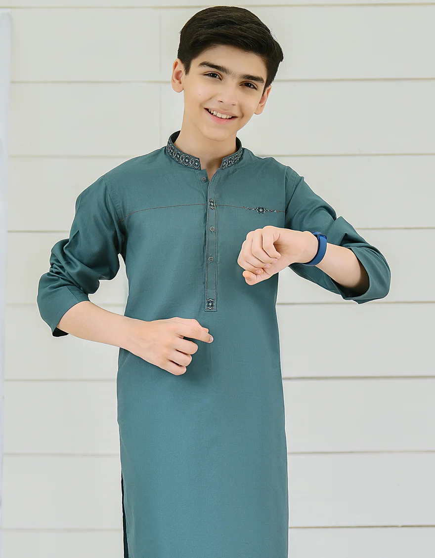 EMERALD GREEN COTTON KURTA | JCK-S-US-35921/S22/JJ8134-CL - Image 3