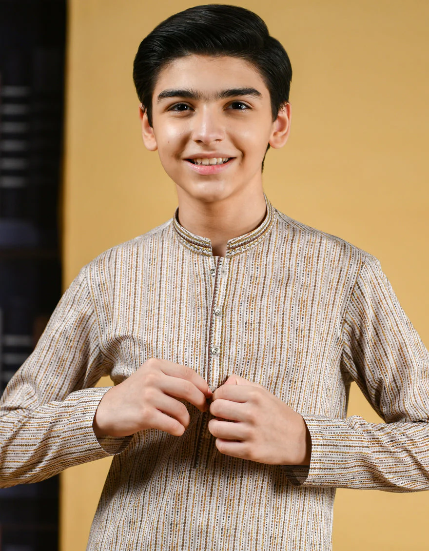 MULTI BROWN COTTON KURTA | JCK-S-US-35955/S22/JJ7546-SF - Image 2