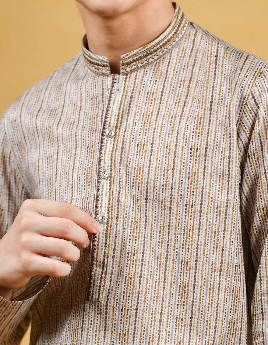 MULTI BROWN COTTON KURTA | JCK-S-US-35955/S22/JJ7546-SF - Image 3