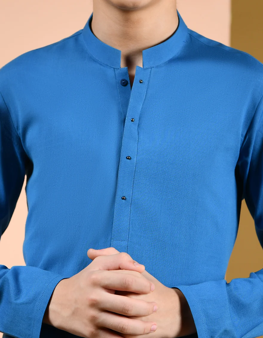 BLUE COTTON KURTA | JCK-S-US-35959/S22/DMR3184-PN - Image 2