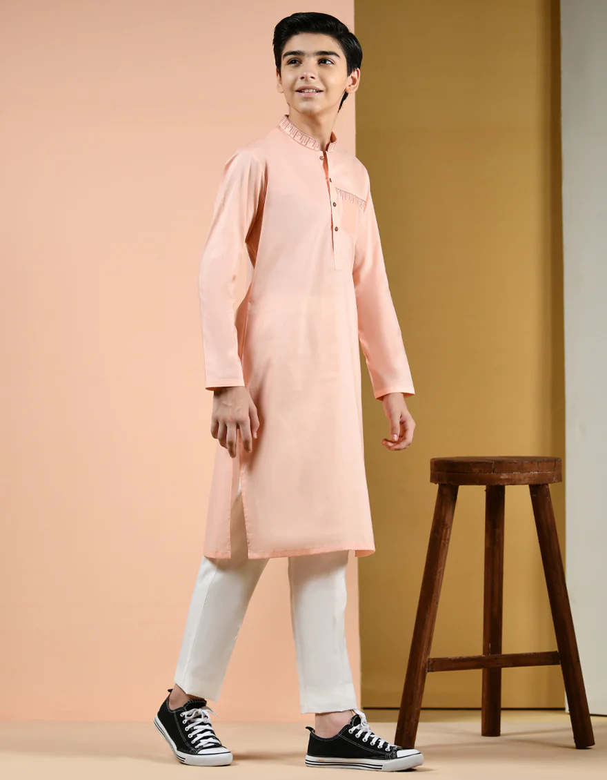 PEACH COTTON KURTA | JCK-S-US-35965/S22/JJ7546-CL