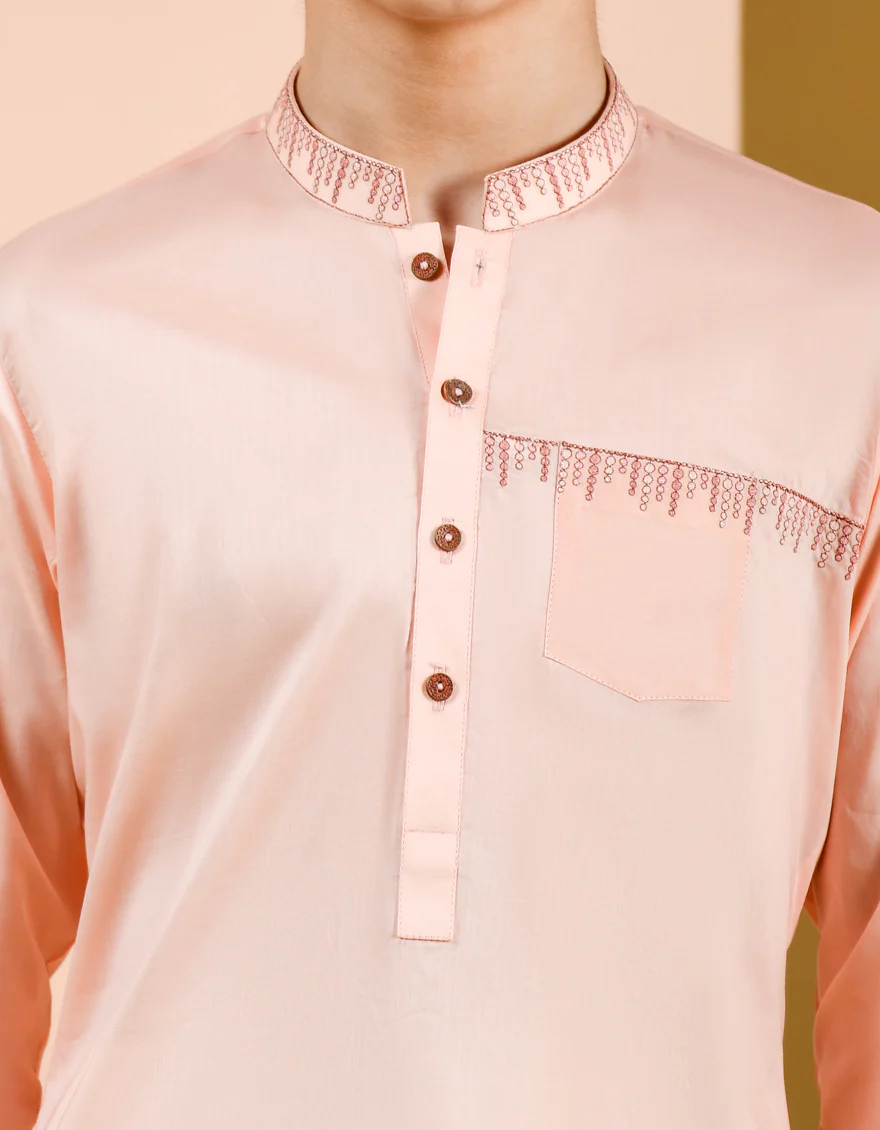 PEACH COTTON KURTA | JCK-S-US-35965/S22/JJ7546-CL - Image 2