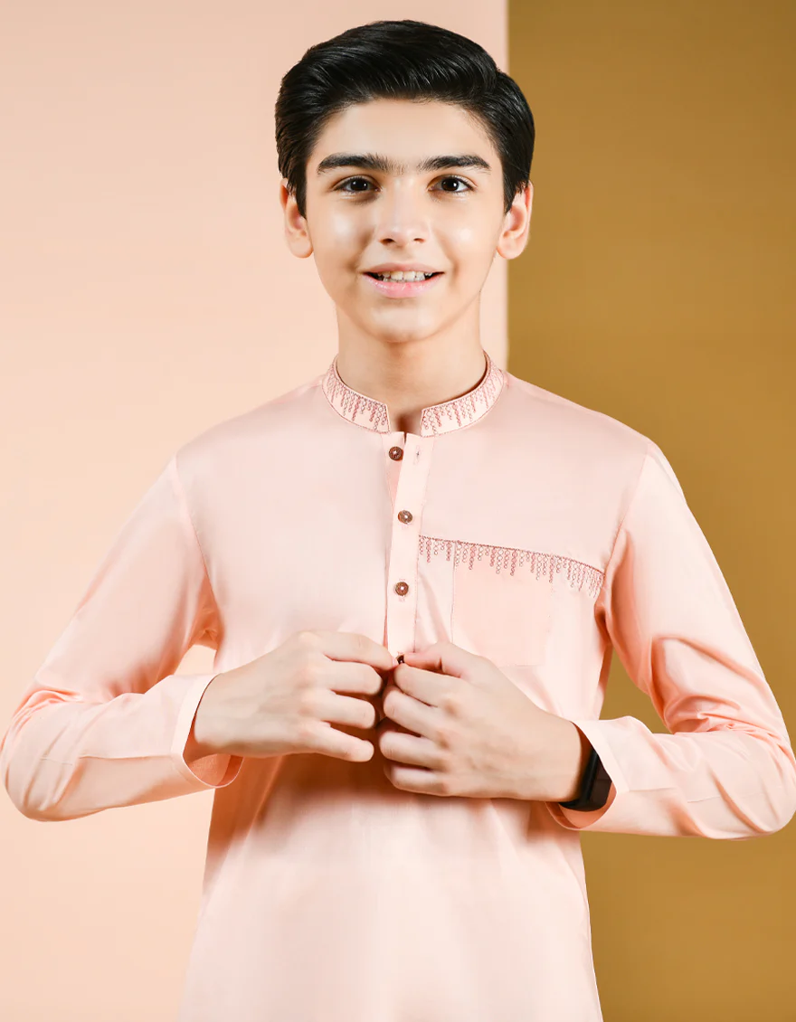 PEACH COTTON KURTA | JCK-S-US-35965/S22/JJ7546-CL - Image 3