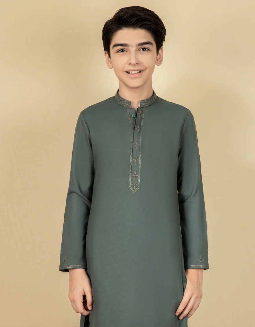 SAGE GREEN BLENDED KURTA | JCK-S-US-35982/S22/JJ8128-FL - Image 2