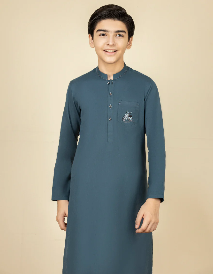DULL BLUE COTTON KURTA | JCK-S-US-35994/S22/JJ7636-CL - Image 2