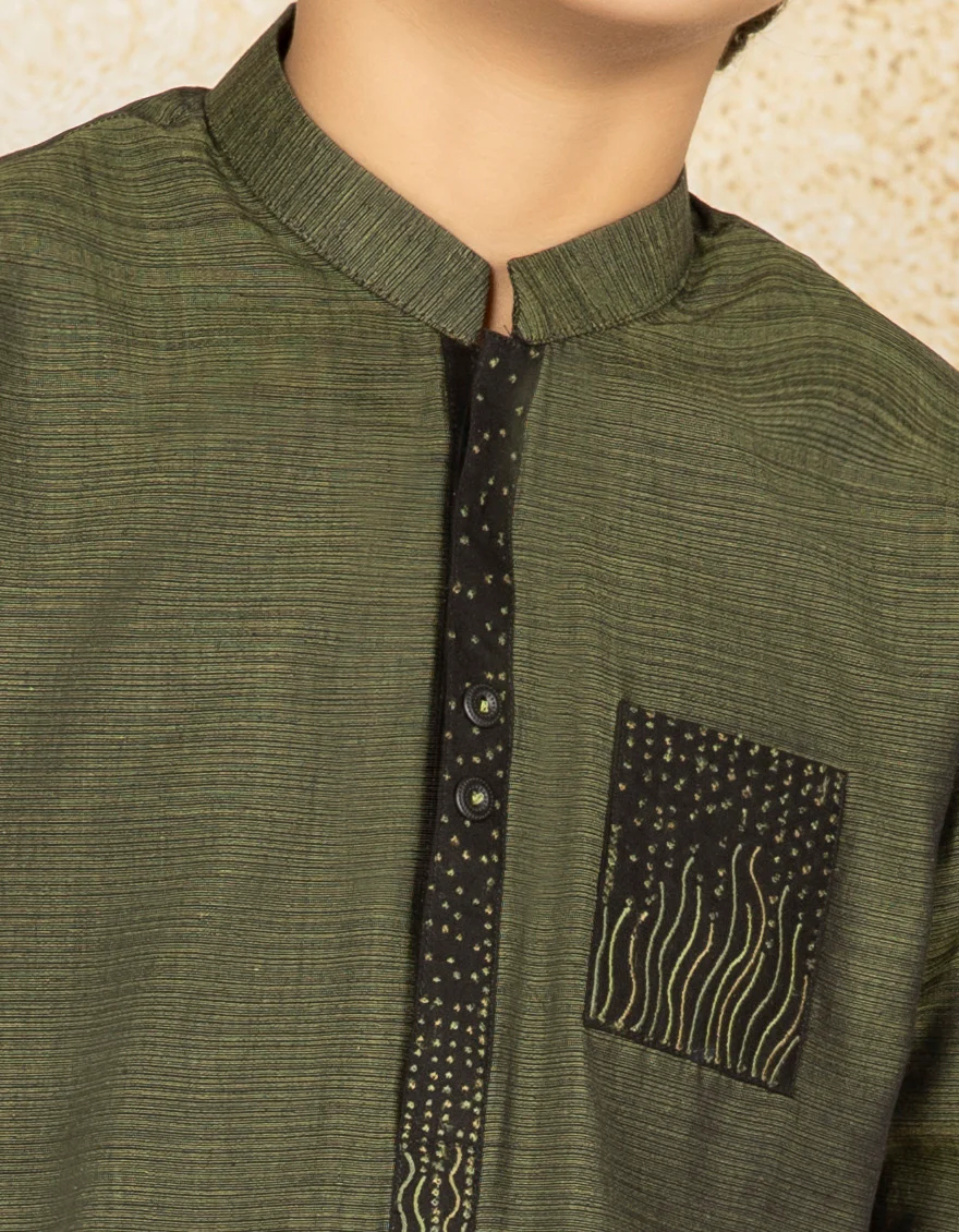 KAYE GREEN COTTON KURTA | JCK-S-US-38462/S22/JJ8147-CL - Image 2